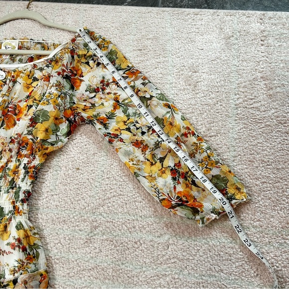 Fig and Flower Multicolor Autumn Floral Maxi Dress Tiered 3/4 Sleeves Medium - Picture 9 of 14